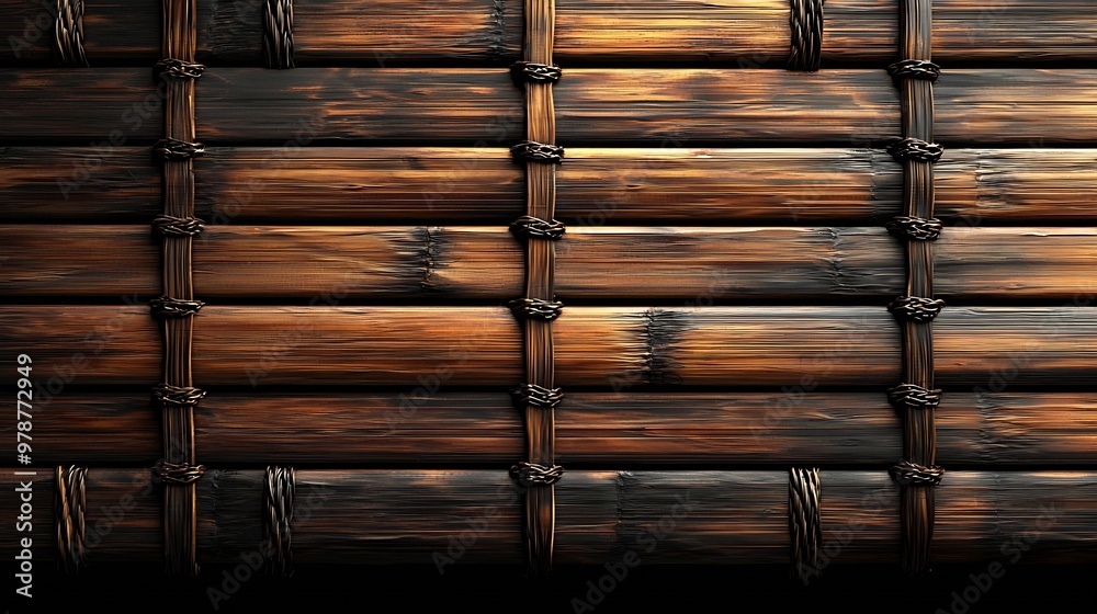 Poster bamboo mat texture top view : generative ai