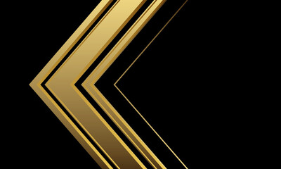 Abstract golden arrow direction geometric on black design luxury futuristic background vector