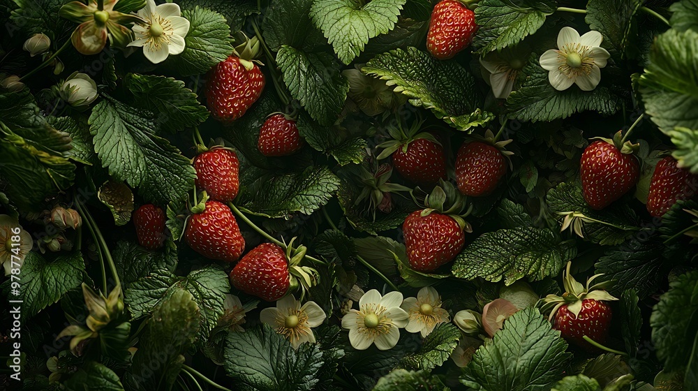 Aufkleber musk strawberries pattern : generative ai