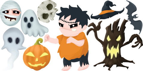 halloween graphic assets. vector illustrations for design