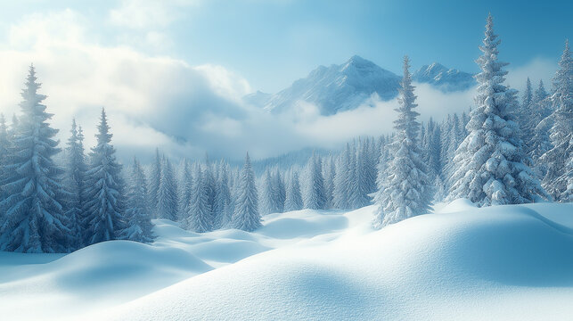 snovy trees on winter mountains