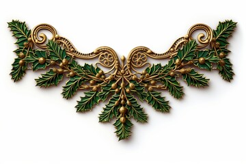 Elegant gold and green decorative holly design for festive seasonal celebrations
