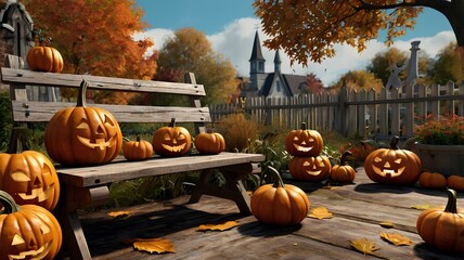 Autumnal Halloween Scene suitable for halloween day background