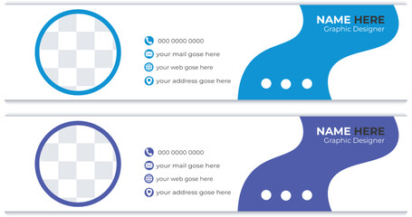 Email signature template or email footer and personal social media cover design, Email signature design for corporate company with creative shape vector template.