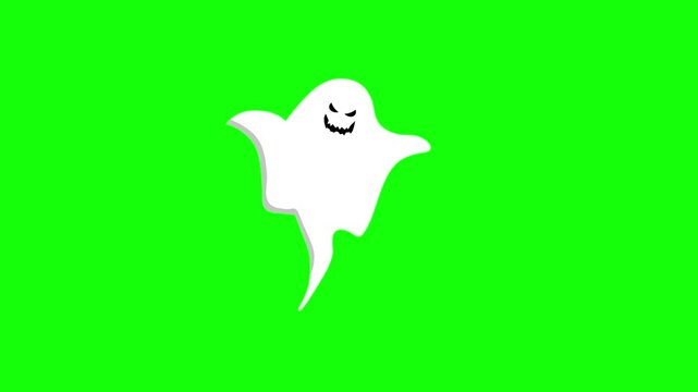 cartoon ghost icon animated cartoon flying ghost icon flying ghost cute spooky spooky cute halloween croma green screen 4k looping 60 fps