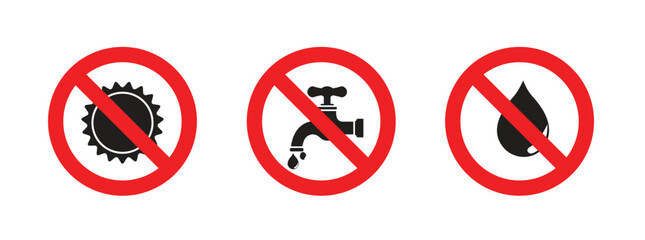 No water and sun light  restricted sign