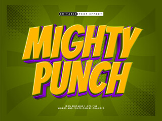 mighty punch editable text effect with comic and superhero style