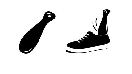 Shoehorn emblem , black  isolated silhouette