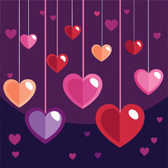 hanging hearts background for valentines day