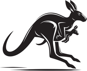 kangaroo Silhouette isolated on a white background Minimalist kangaroo vector shape