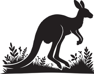kangaroo Silhouette isolated on a white background Minimalist kangaroo vector shape