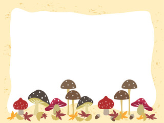 手描きのきのこの可愛い秋のフレーム