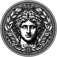 Detailed engraving of a classic coin with a profile portrait. Vector, generative ai.