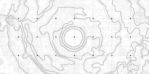  Topographic map background. Geographic line map with elevation assignments. Contour background geographic grid. Vector illustration.