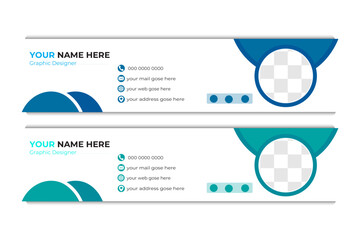 Email signature template or email footer and personal social media cover design, Email signature design for corporate company with creative shape vector template.