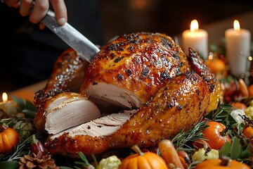 Delicious roasted turkey carving for a festive holiday meal