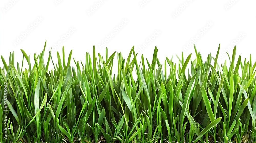 Poster Green Grass Border on White Background : Generative AI