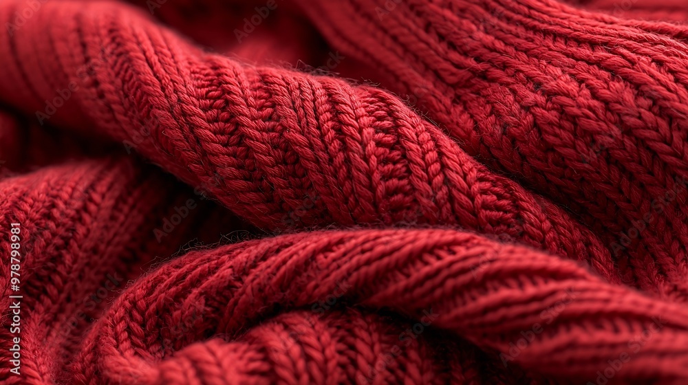 Poster red woolen fabric texture : generative ai