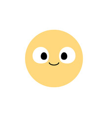 Cute white flower cartoon character with facial expression. Flat design illustration.