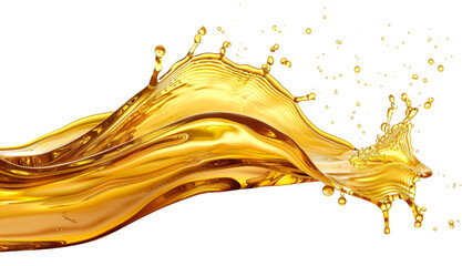 A yellow liquid is splashing out of a container, creating a wave-like pattern