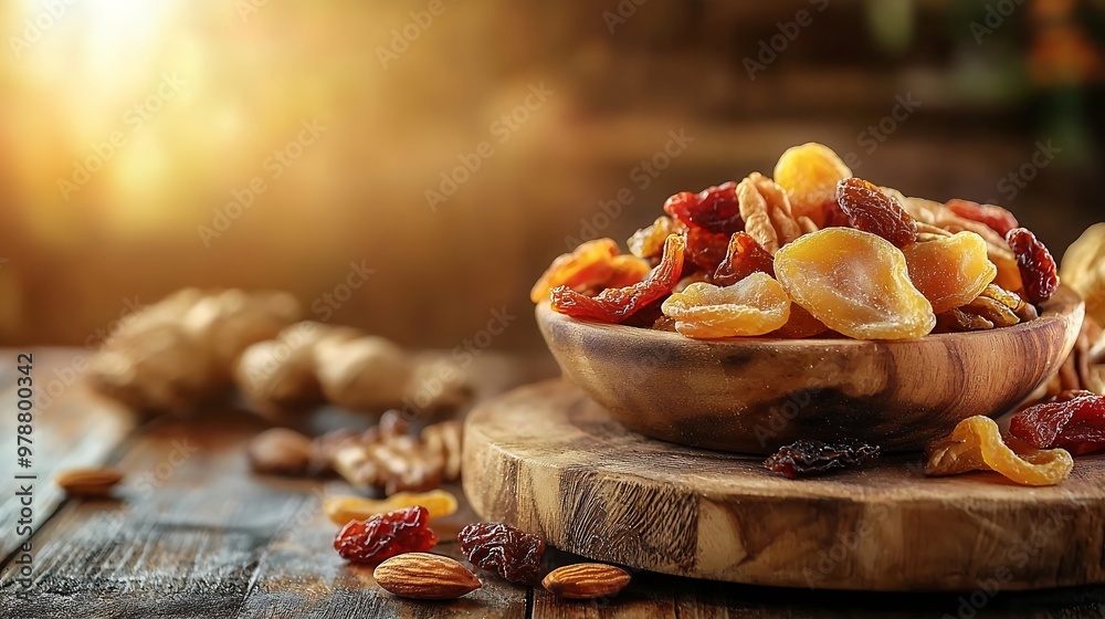 Poster dried fruits and nuts texture : generative ai