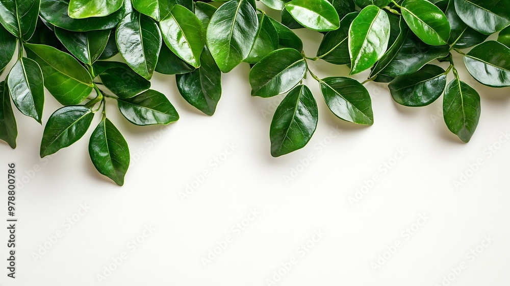 Poster green leaves border isolated on the white background : generative ai