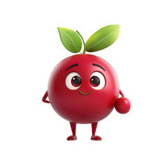 3D cartoon character cranberry, isolated on a white background. png