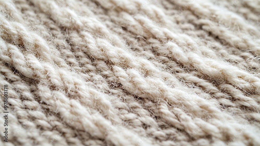 Poster white woolen fabric texture with stitch : generative ai
