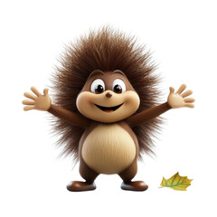 Fototapeta premium 3D cartoon character chestnut, isolated on a white background. png