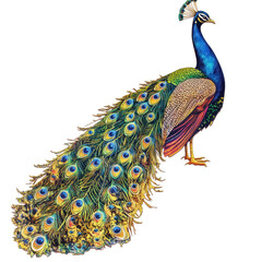 Obraz premium Magnificent Peacock with Vibrant and Ornate Feather Display Showcased in a Scenic Natural Environment The Proud and Captivating Bird Stands Tall