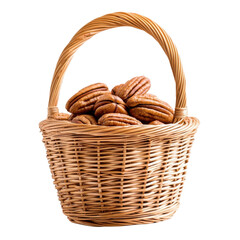 Obraz premium Basket of pecans, isolated on a white background. png