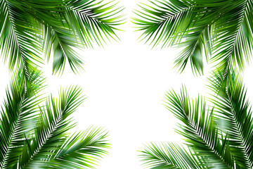 Naklejka premium A green leafy palm tree with a white background