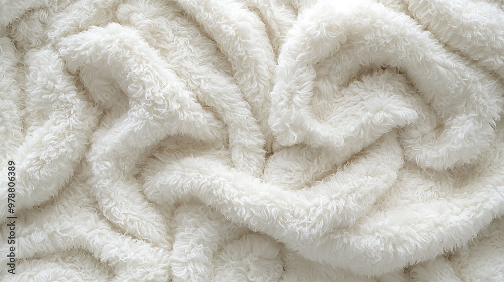 Aufkleber white fleece fabric texture plush cloth surface background : generative ai