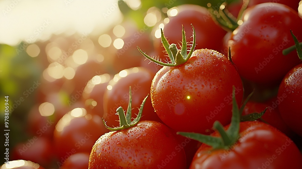 Poster fresh red tomatoes background : generative ai
