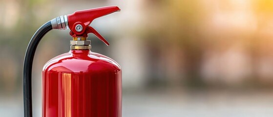 Obraz premium A close-up of a red fire extinguisher, symbolizing safety and preparedness in emergency situations.
