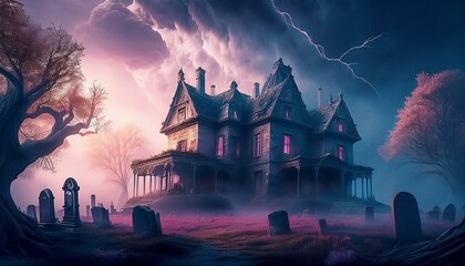 Obraz premium Halloween Herrenhaus Schloss Düster Gruselig Horror