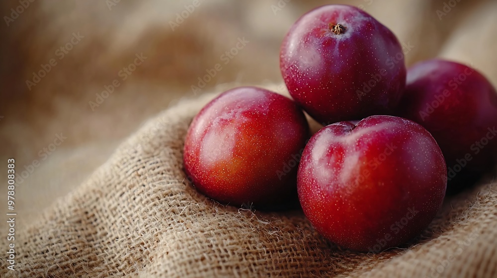 Poster Plums on Sacking : Generative AI