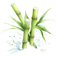 Fototapeta premium Watercolor splash of sugarcane, isolated on a white background. png