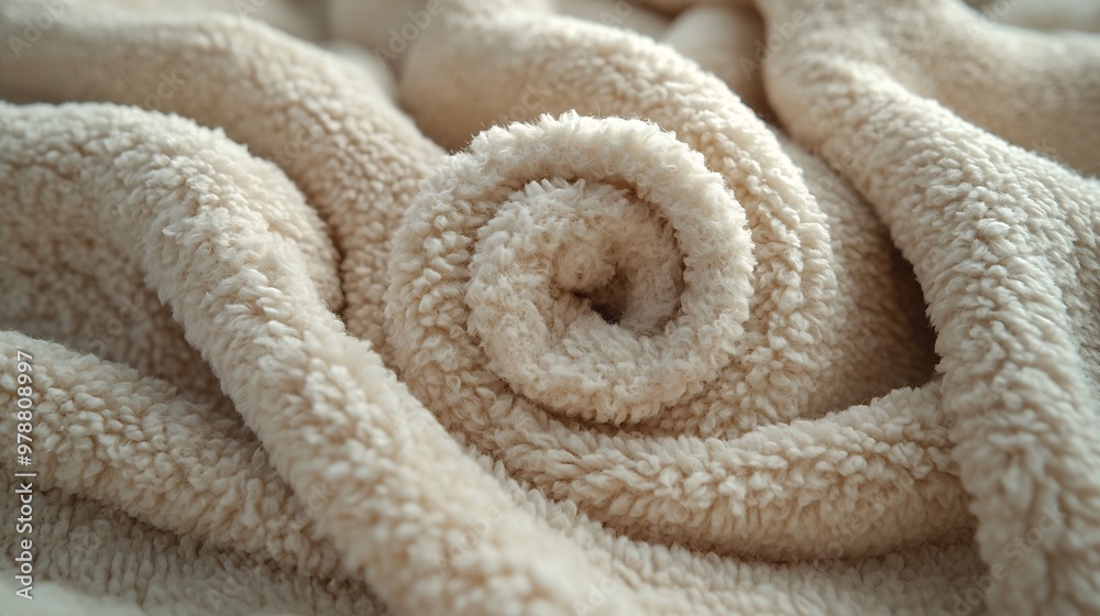 Poster closeup texture of fleece fabric beige material background : generative ai
