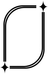 Black line frame sparkle star boho icon PNG