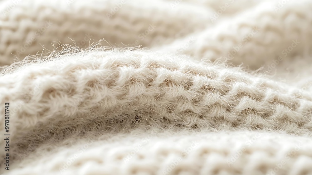 Aufkleber white woolen fabric texture top view : generative ai