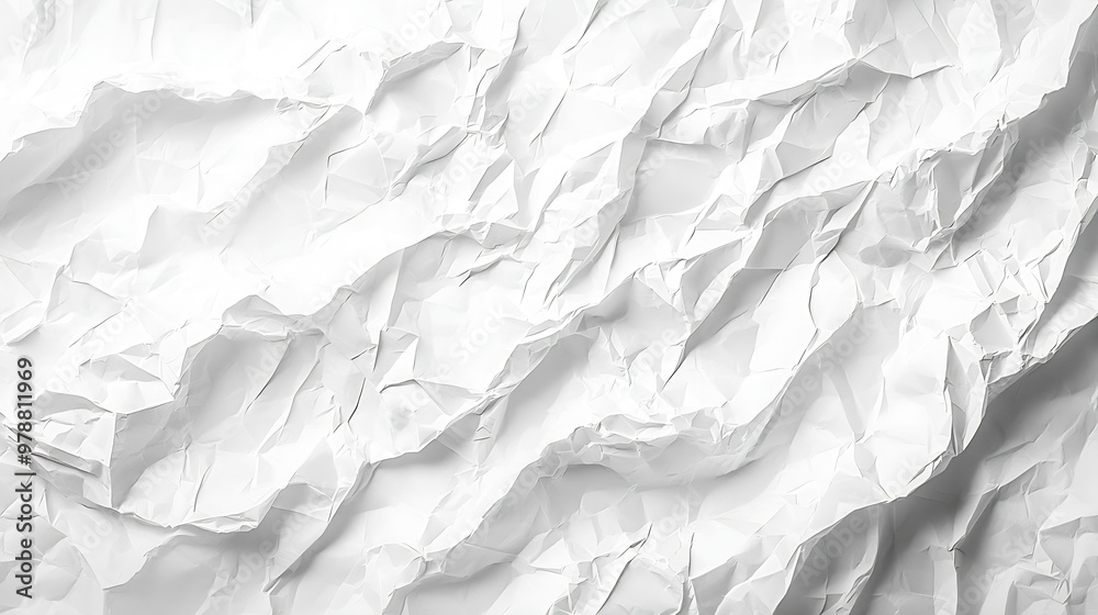 Poster White Rumpled Paper Texture Background : Generative AI