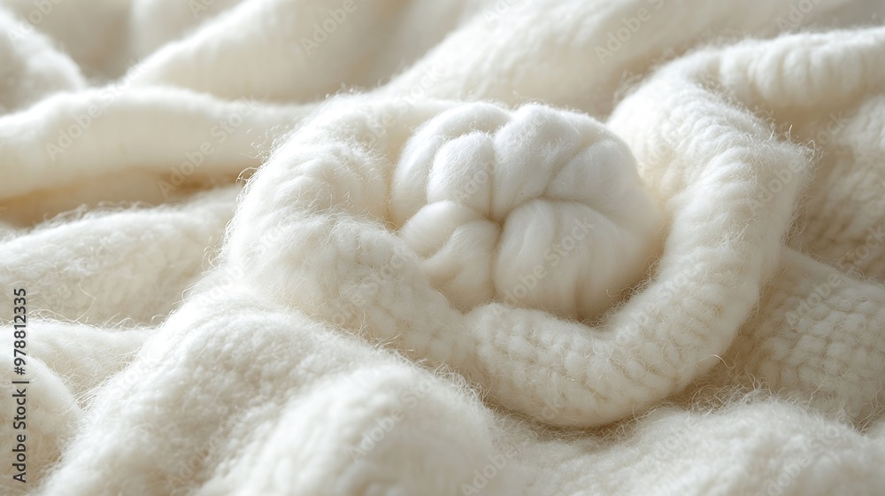 Poster white cotton wool texture top view : generative ai