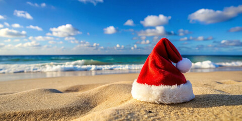 Santa hat on the beach