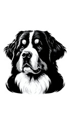 スイスのバーニーズ・マウンテン・ドッグのモノトーン画像。大型で力強いが穏やかな性格。