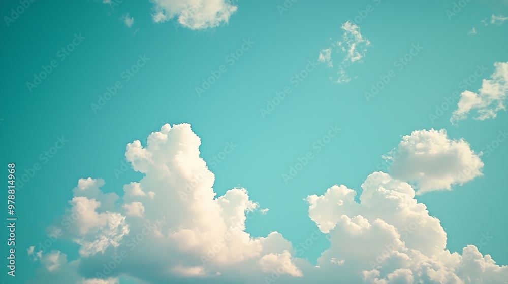 Poster blue summer sky with clouds : generative ai