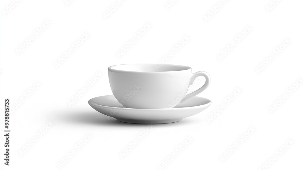 Wall mural white ceramic cup and saucer isolated on white background : generative ai