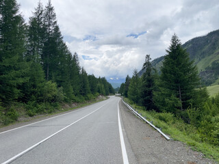 A mountain road in a mountainous area. Mountain Altai.