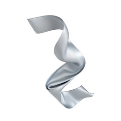 Elegant silver ribbon gracefully twisted in a flowing shape, perfect for decorative purposes and graphic design projects.