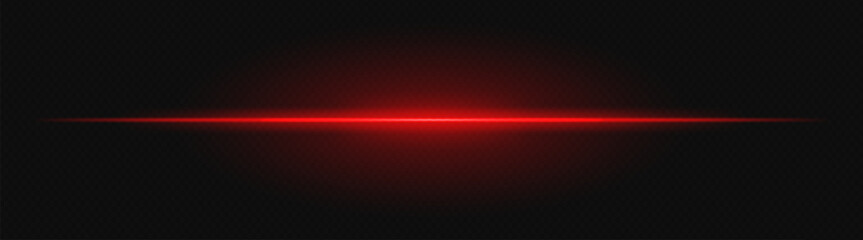 Red neon stripes or light flash. Laser beams, horizontal beams. Beautiful light reflections. Glowing stripes on a black background.